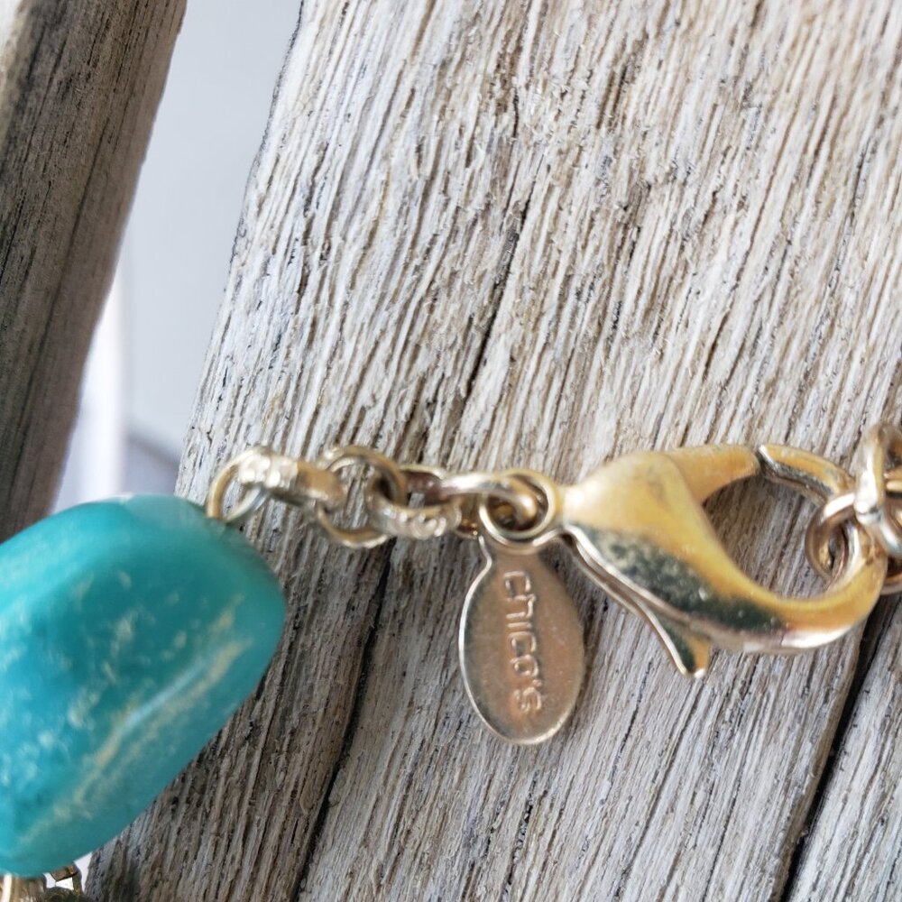 Chico's Chunky Goldtone and Faux Turquoise Necklace - Picture 7 of 7